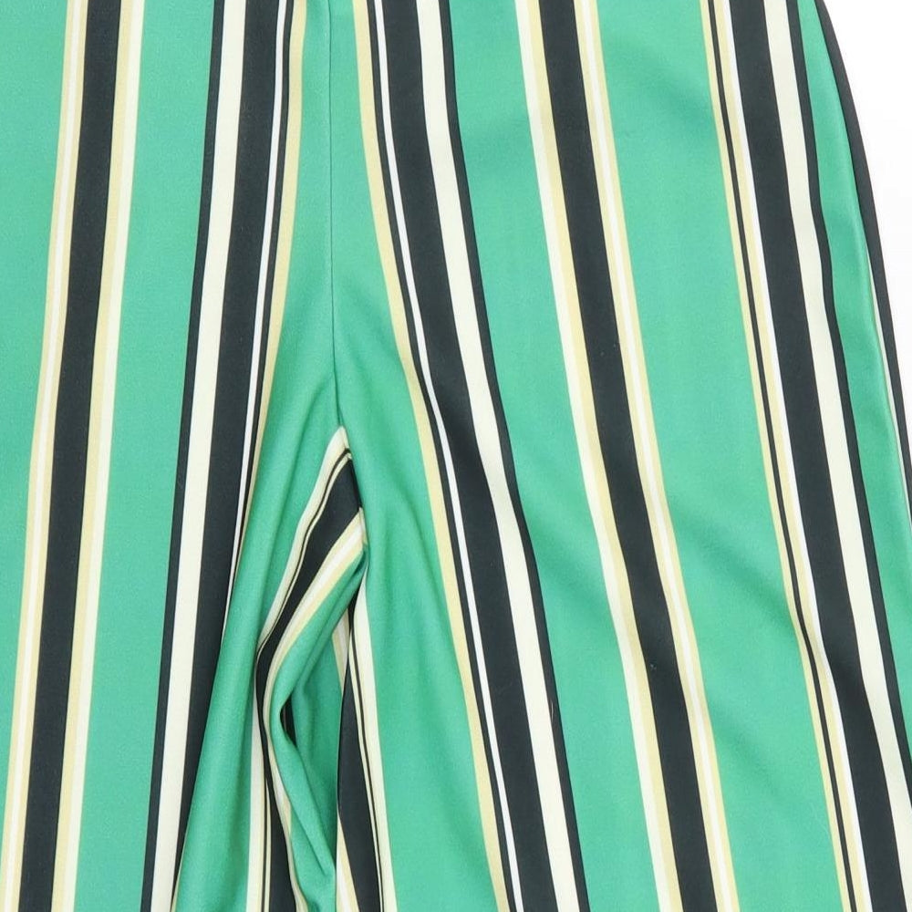 QED London Womens Green Striped  Cropped Trousers Size 10