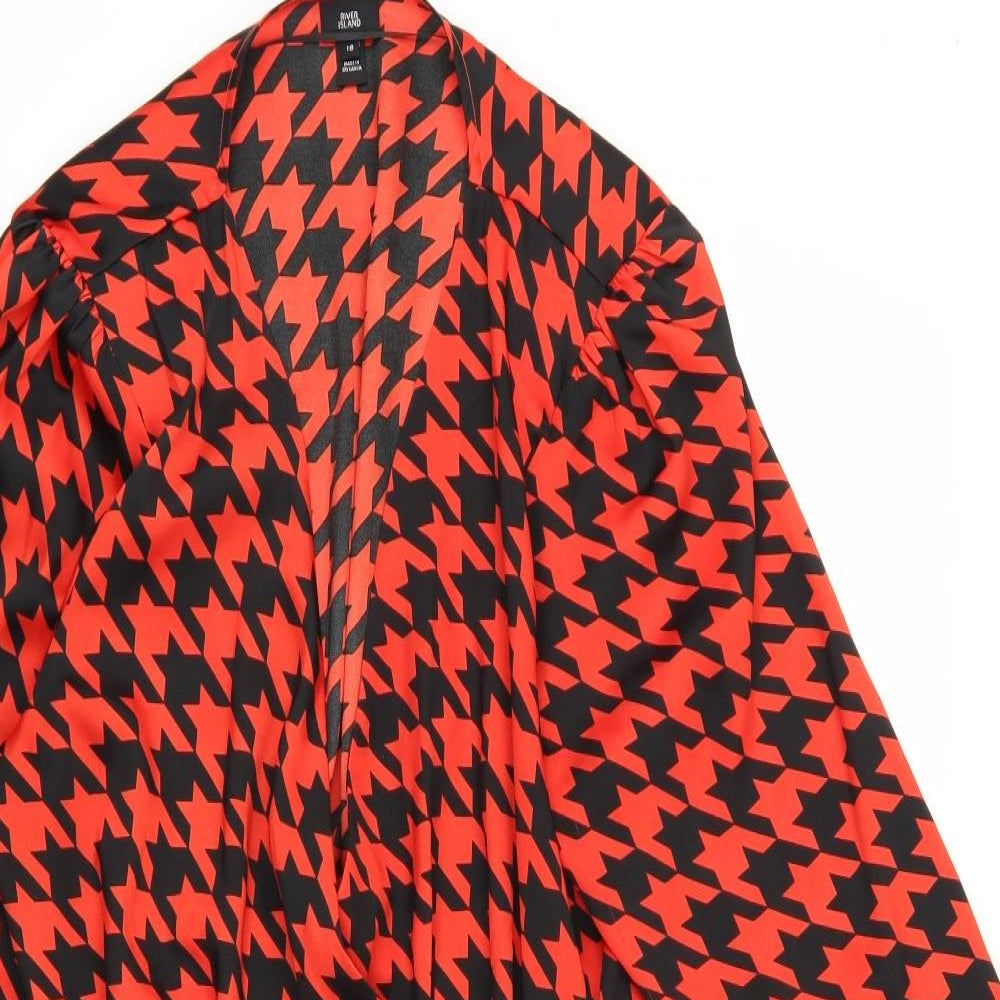 River Island Womens Red Geometric  Fit & Flare  Size 18