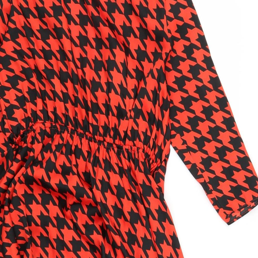River Island Womens Red Geometric  Fit & Flare  Size 18