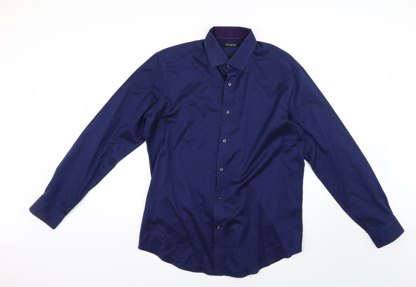 Marks and Spencer Mens Blue Geometric   Dress Shirt Size 16.5