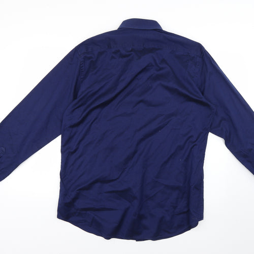 Marks and Spencer Mens Blue Geometric   Dress Shirt Size 16.5