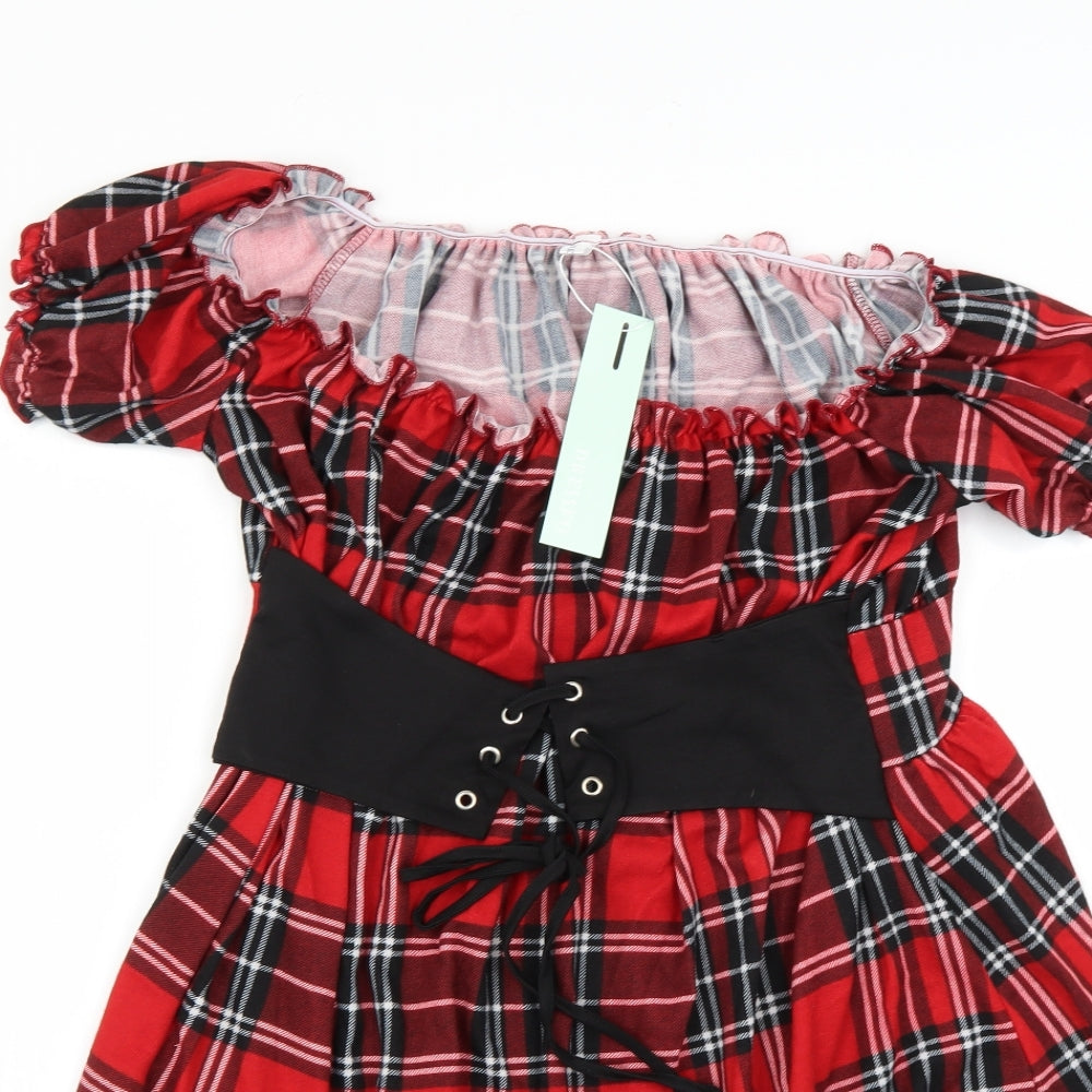 dressfo Womens Multicoloured Check  Fit & Flare  Size XL
