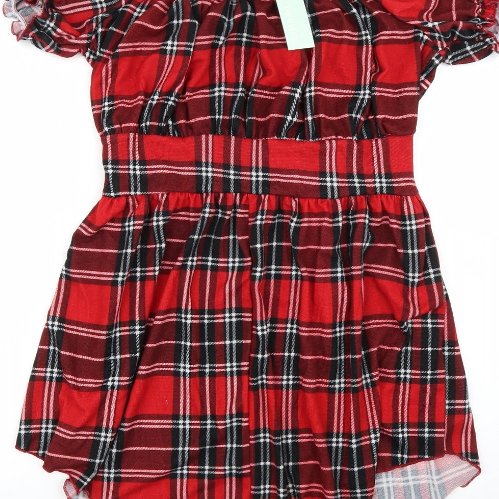 dressfo Womens Multicoloured Check  Fit & Flare  Size XL