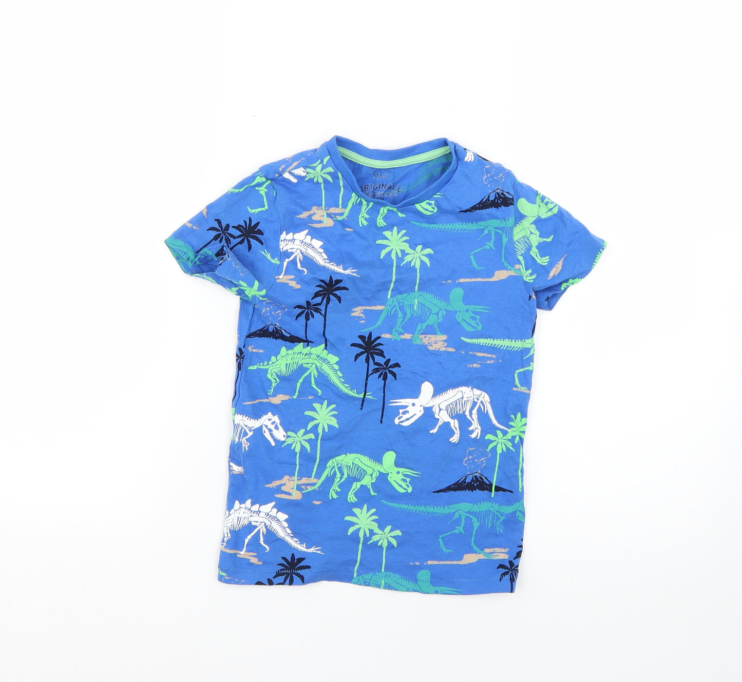 Marks and Spencer Boys Blue Geometric  Basic T-Shirt Size 5-6 Years
