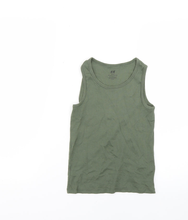 H&M Boys Green   Basic T-Shirt Size 7-8 Years