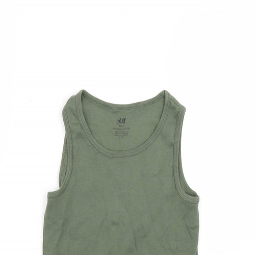 H&M Boys Green   Basic T-Shirt Size 7-8 Years