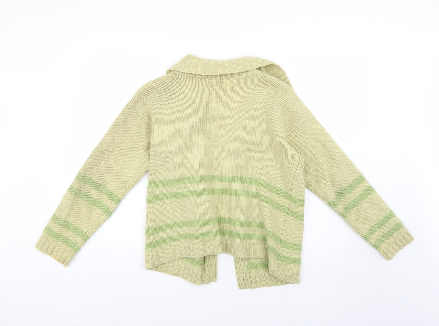 Warehouse Womens Green Striped  Cardigan Jumper Size 12