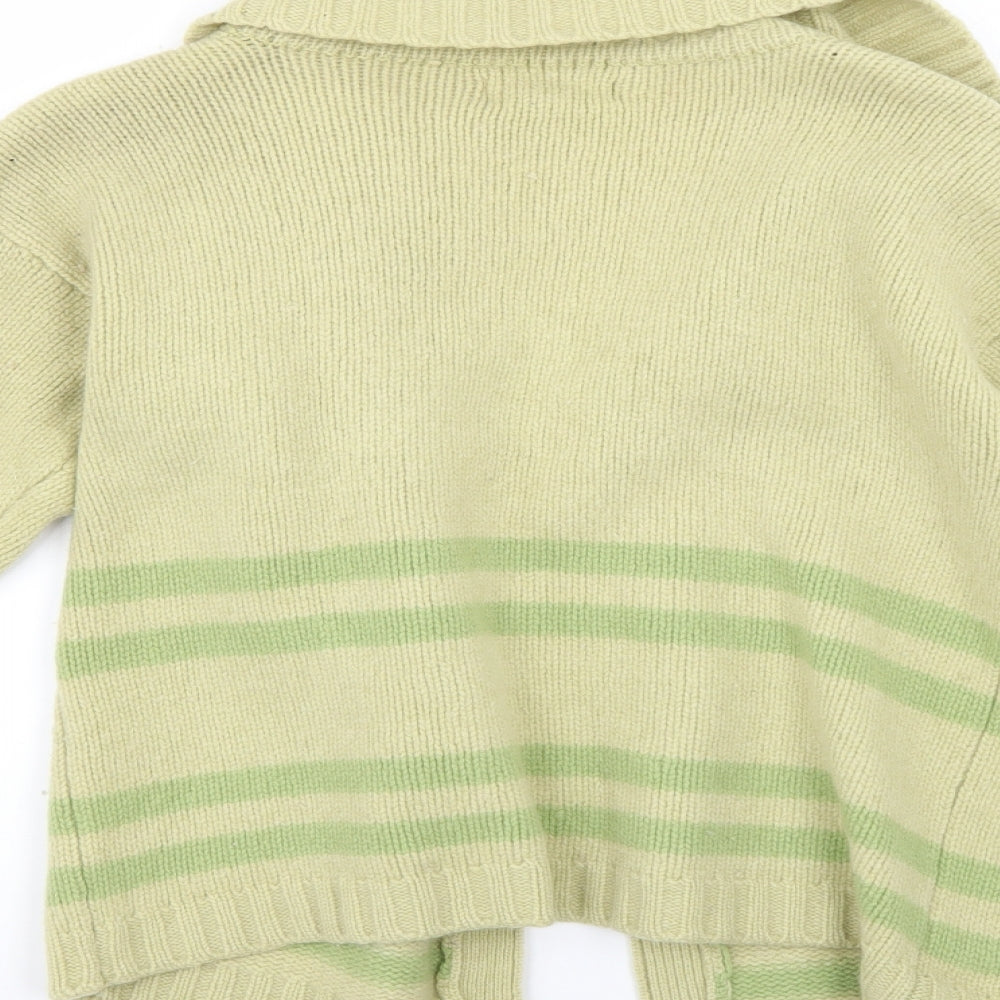 Warehouse Womens Green Striped  Cardigan Jumper Size 12