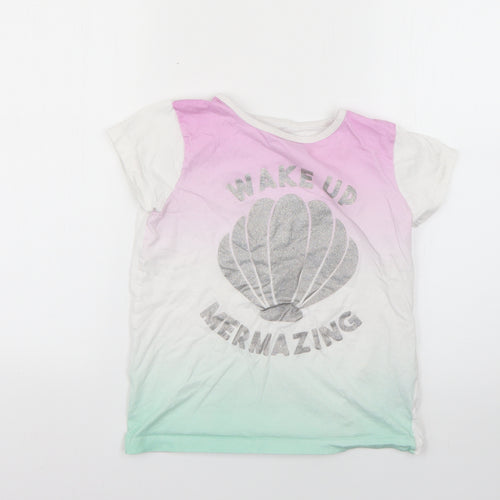Primark Girls Multicoloured Geometric  Basic T-Shirt Size 9-10 Years