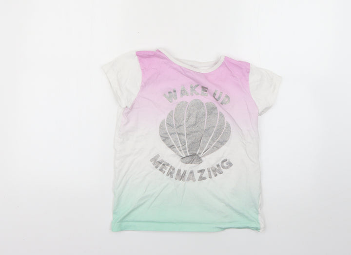 Primark Girls Multicoloured Geometric  Basic T-Shirt Size 9-10 Years