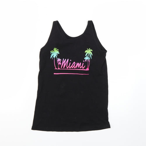 Primark Girls Black Geometric  Basic T-Shirt Size 12-13 Years