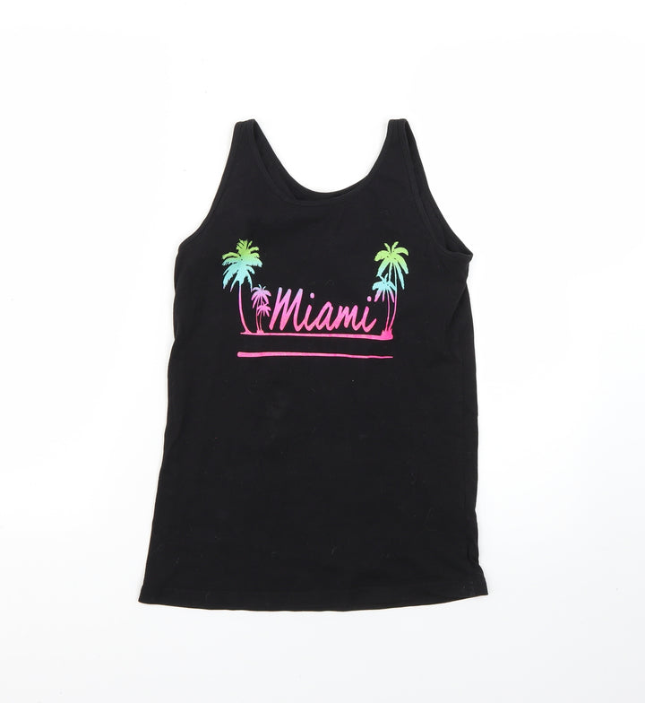 Primark Girls Black Geometric  Basic T-Shirt Size 12-13 Years
