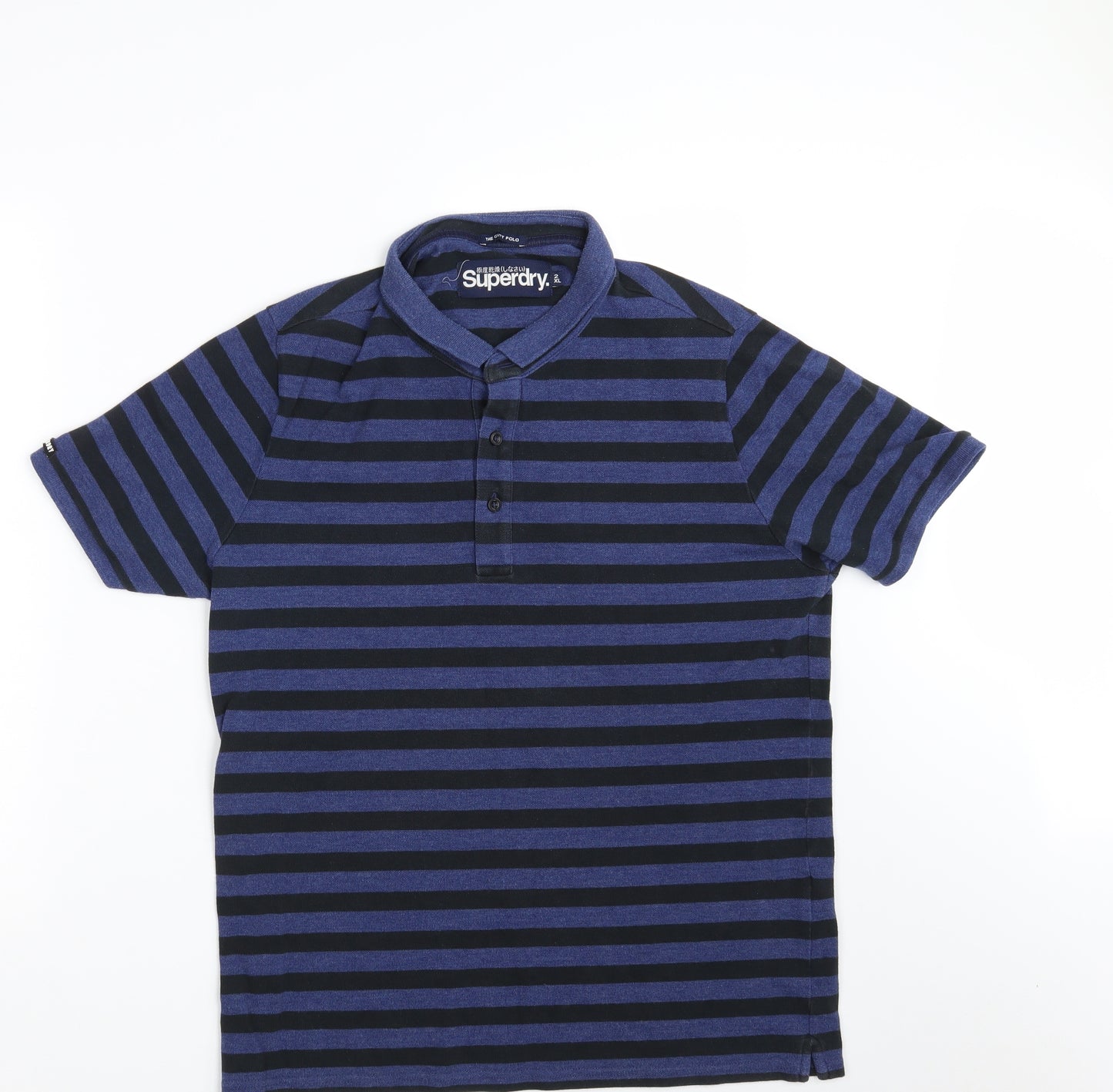 Superdry Mens Blue Striped   Polo Size 2XL