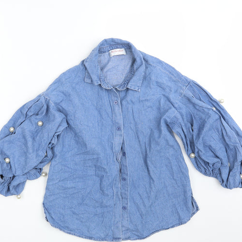 JJ's Fairyland Womens Blue  Denim Basic Button-Up Size 12