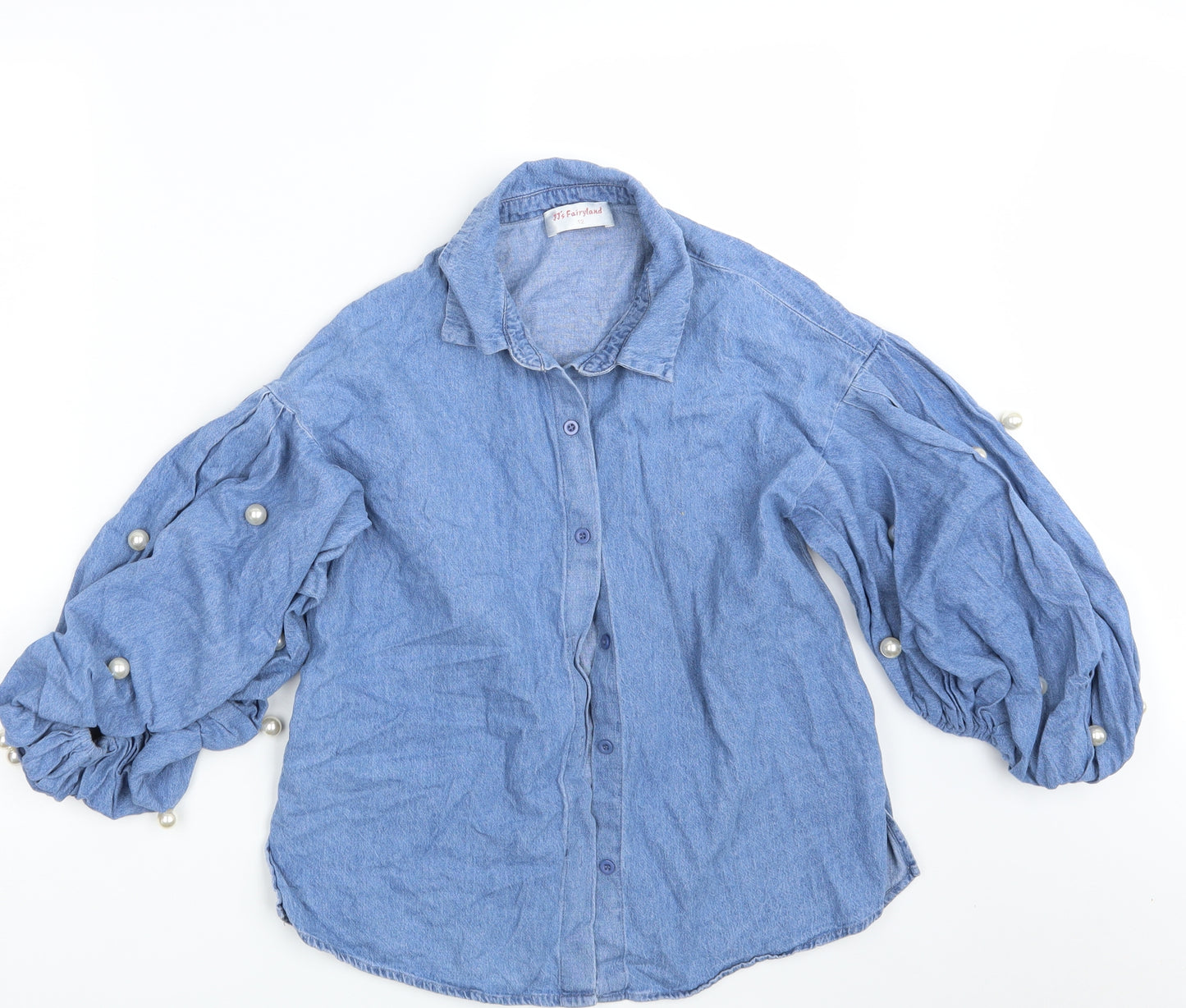 JJ's Fairyland Womens Blue  Denim Basic Button-Up Size 12