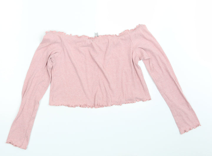 H&M Womens Pink Cropped Blouse Size L
