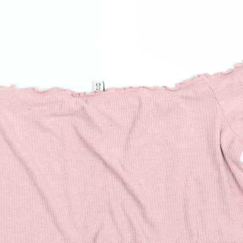 H&M Womens Pink   Cropped Blouse Size L