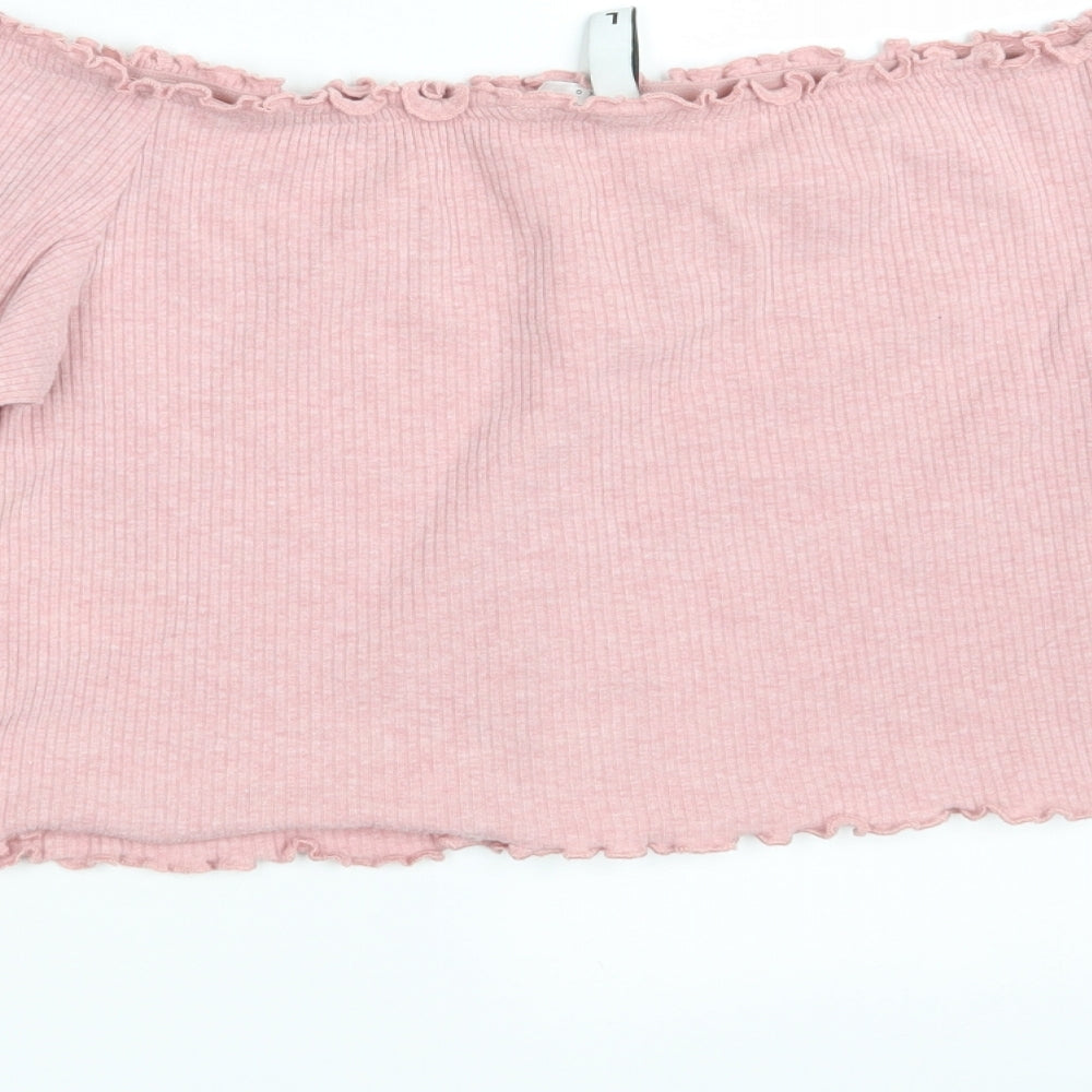 H&M Womens Pink   Cropped Blouse Size L