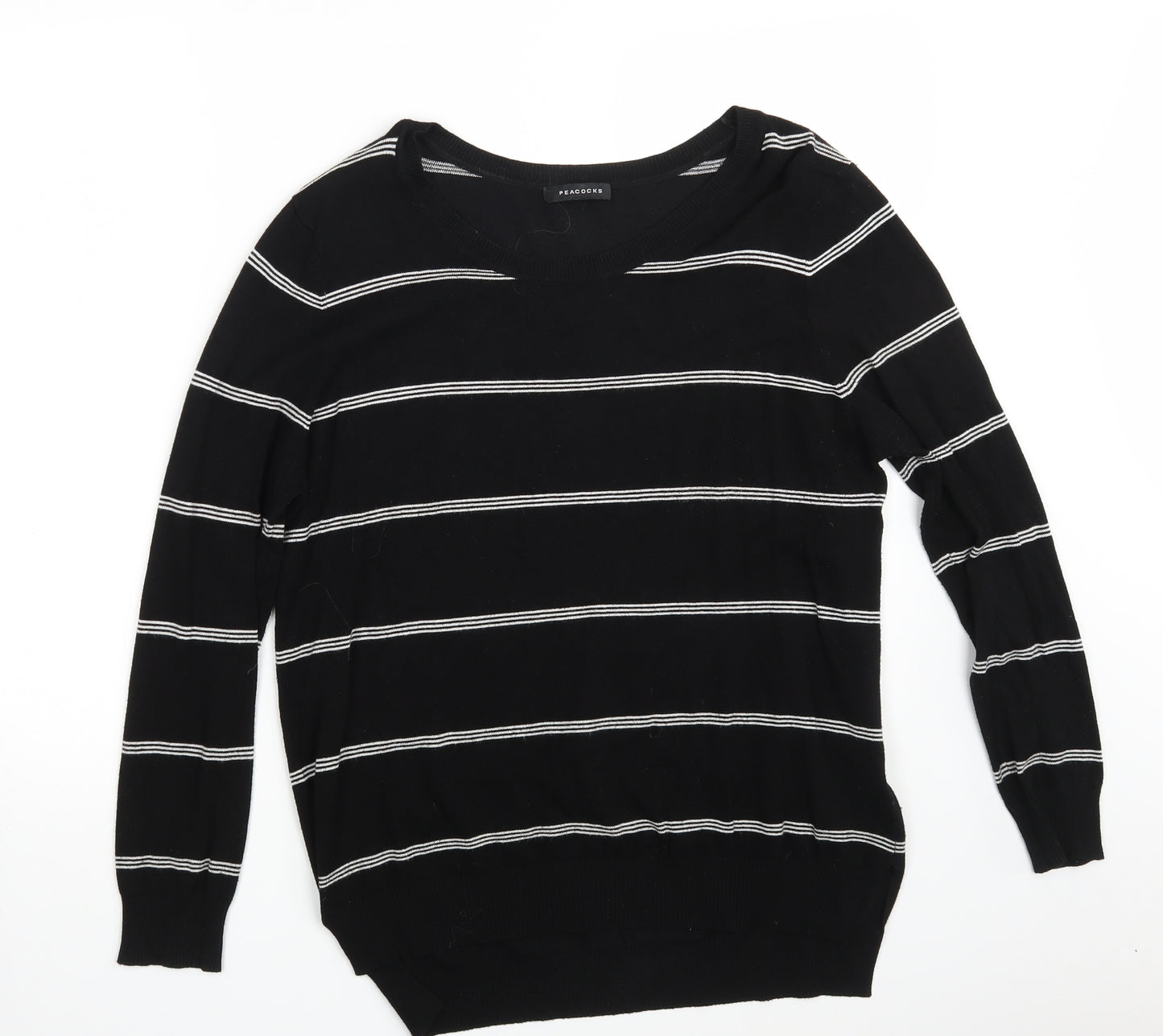 Peacocks Womens Black Striped Knit Pullover Jumper Size 16