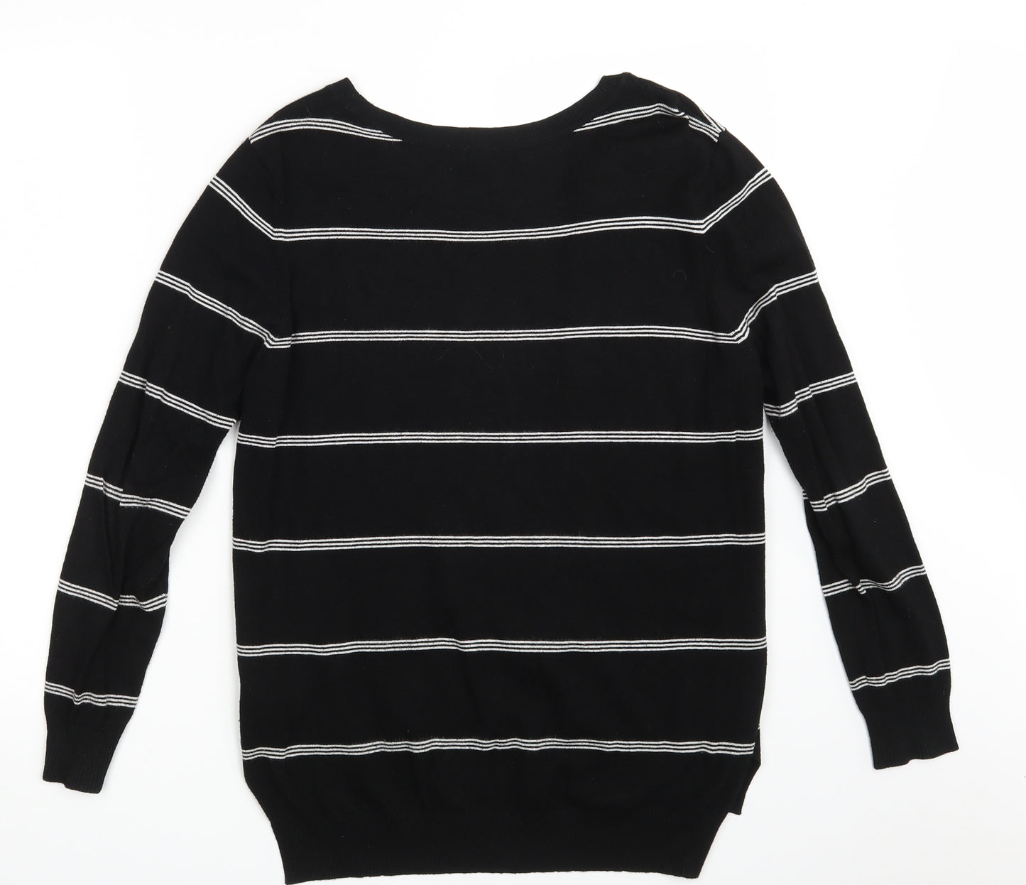 Peacocks Womens Black Striped Knit Pullover Jumper Size 16