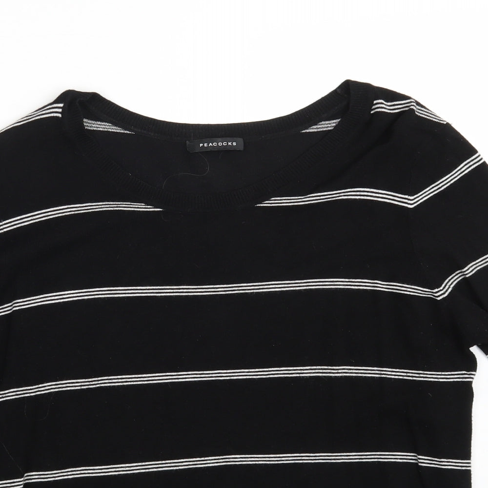 Peacocks Womens Black Striped Knit Pullover Jumper Size 16