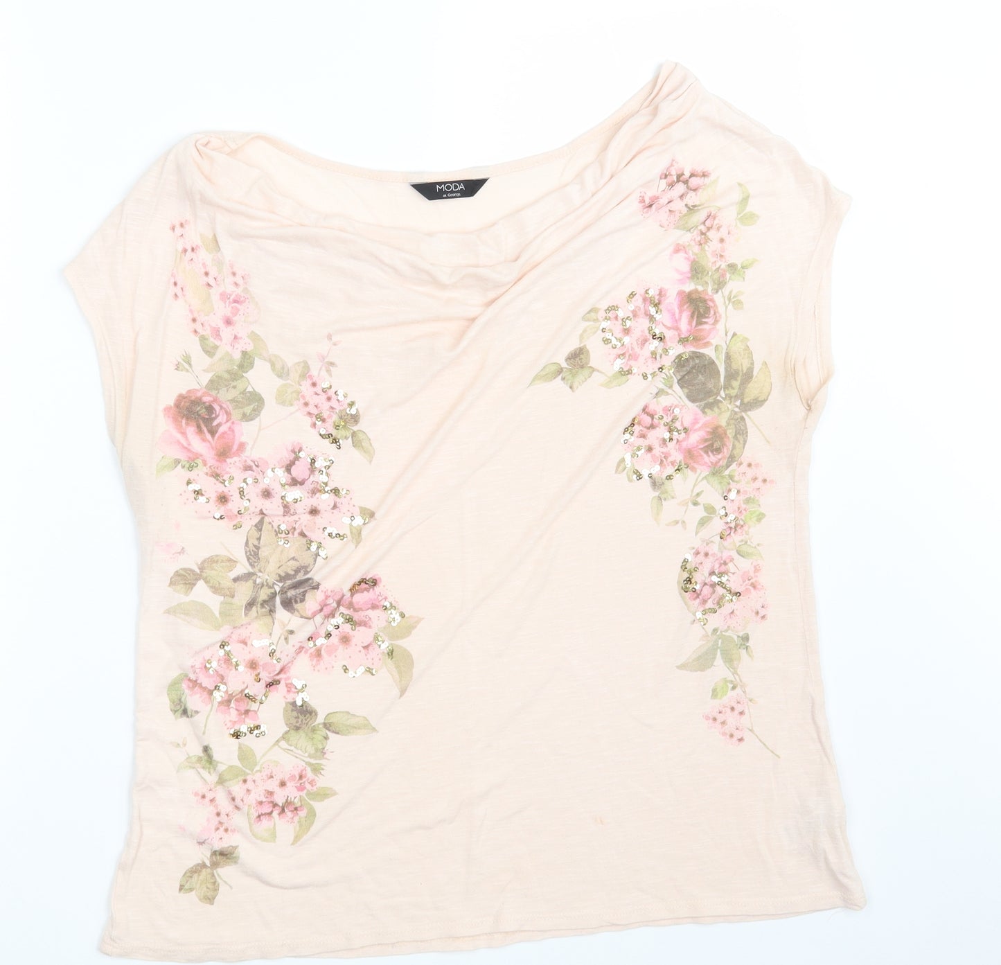 Moda @ George Womens Pink Floral  Basic T-Shirt Size 16