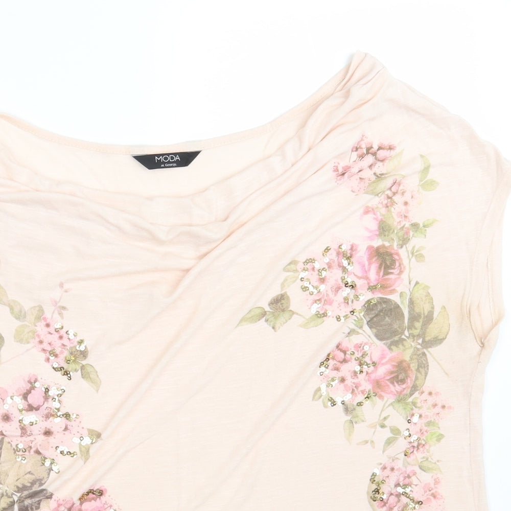 Moda @ George Womens Pink Floral  Basic T-Shirt Size 16