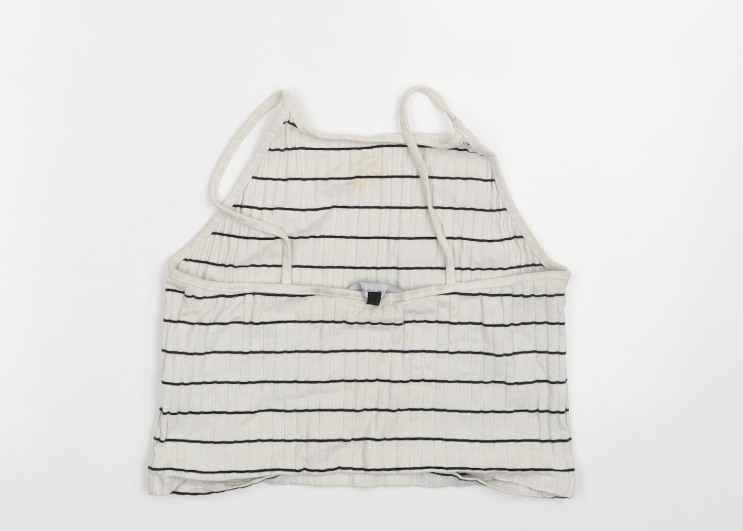 New Look Womens White Striped  Cropped Tank Size 14