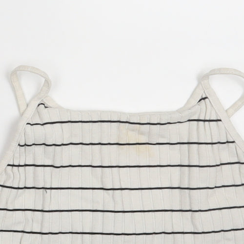 New Look Womens White Striped  Cropped Tank Size 14