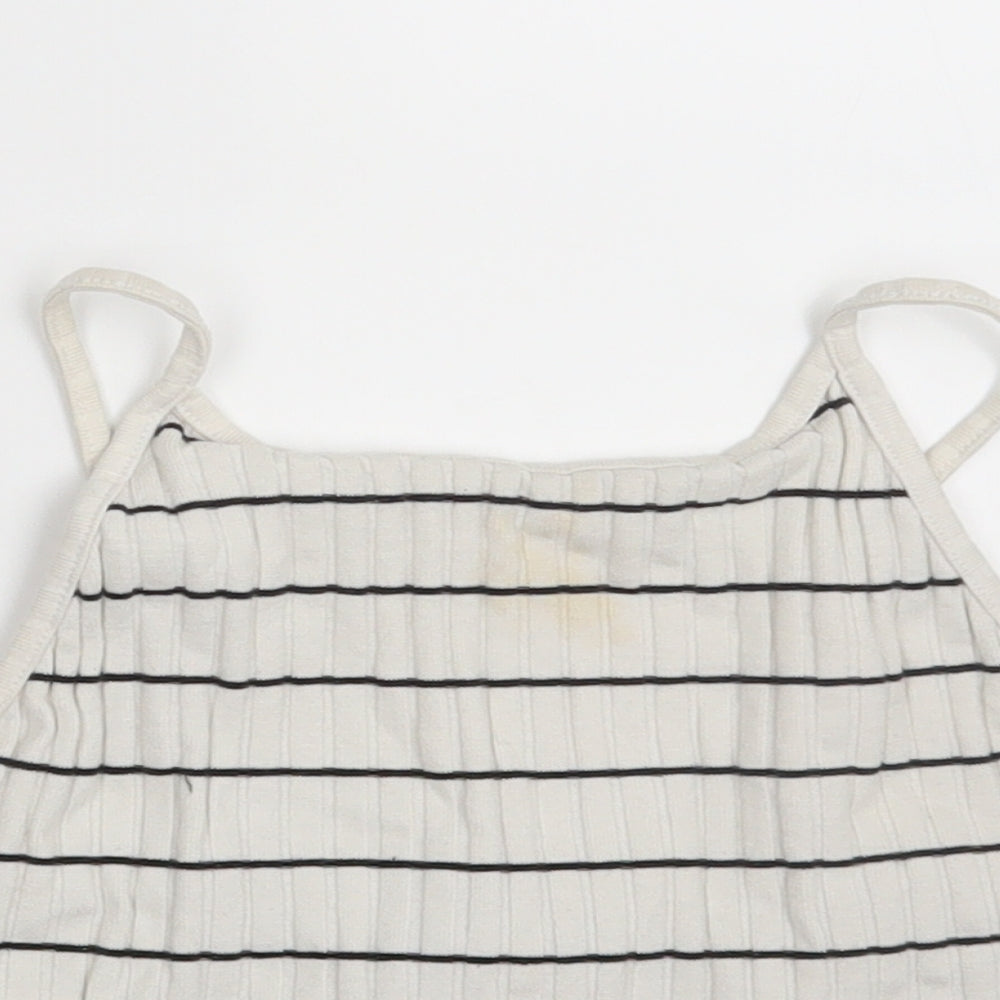 New Look Womens White Striped  Cropped Tank Size 14