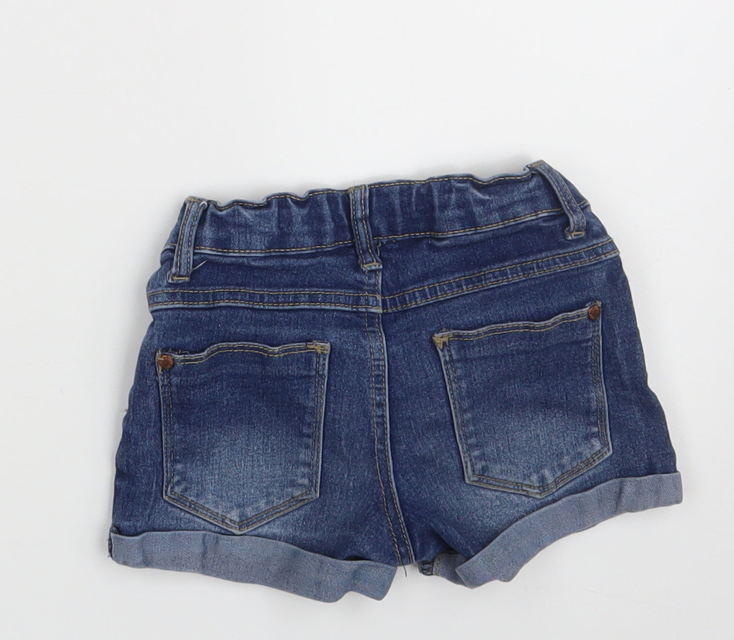 Denim Co.  Girls Blue  Denim Hot Pants Shorts Size 6-7 Years - Waist 20in