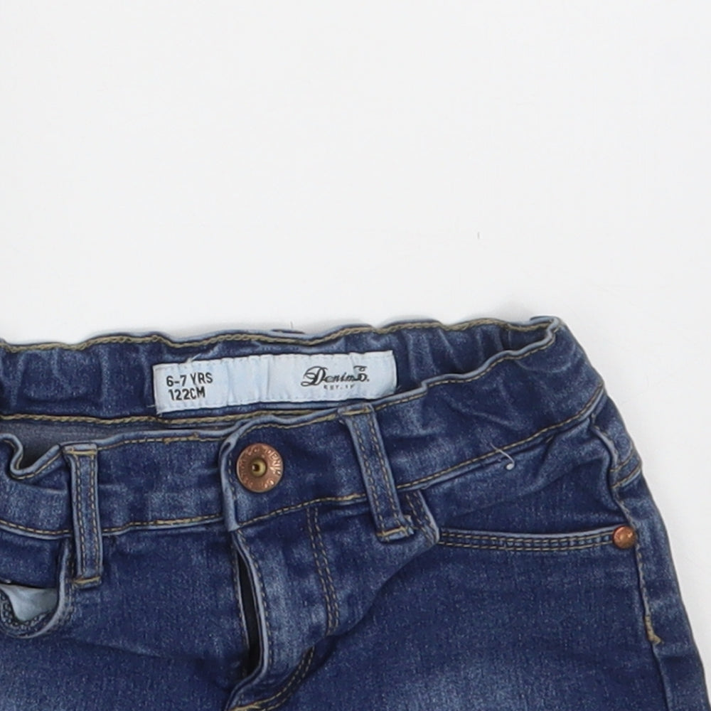 Denim Co.  Girls Blue  Denim Hot Pants Shorts Size 6-7 Years - Waist 20in