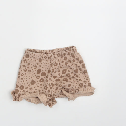George Girls Brown Animal Print  Cropped Leggings Size 0-3 Months  - Waist 16in; Inside  leg 2in