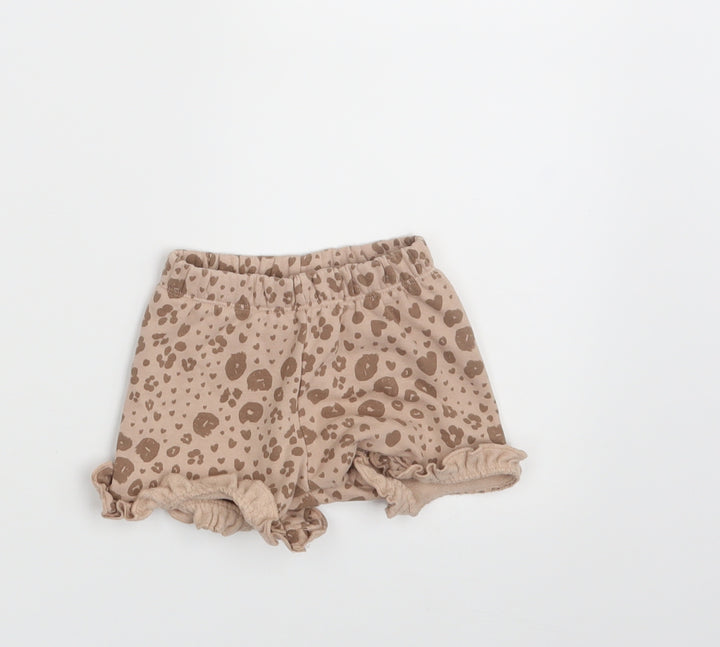 George Girls Brown Animal Print Cropped Leggings Size 0-3 Months - Waist 16in; Inside leg 2in