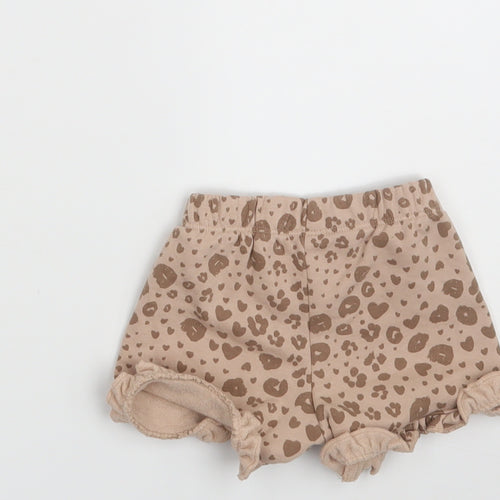 George Girls Brown Animal Print  Cropped Leggings Size 0-3 Months  - Waist 16in; Inside  leg 2in