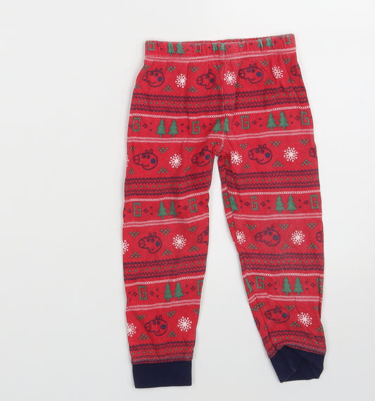 Mini Club Girls Red Floral  Jogger Trousers Size 2-3 Years - Waist 16in; Inside  leg 14in