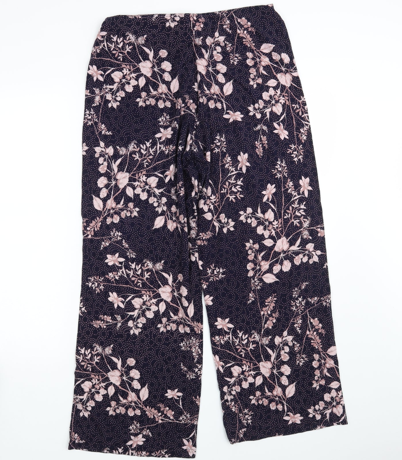 M&S Womens Blue Floral  Sweatpants Trousers Size 14 L28 in
