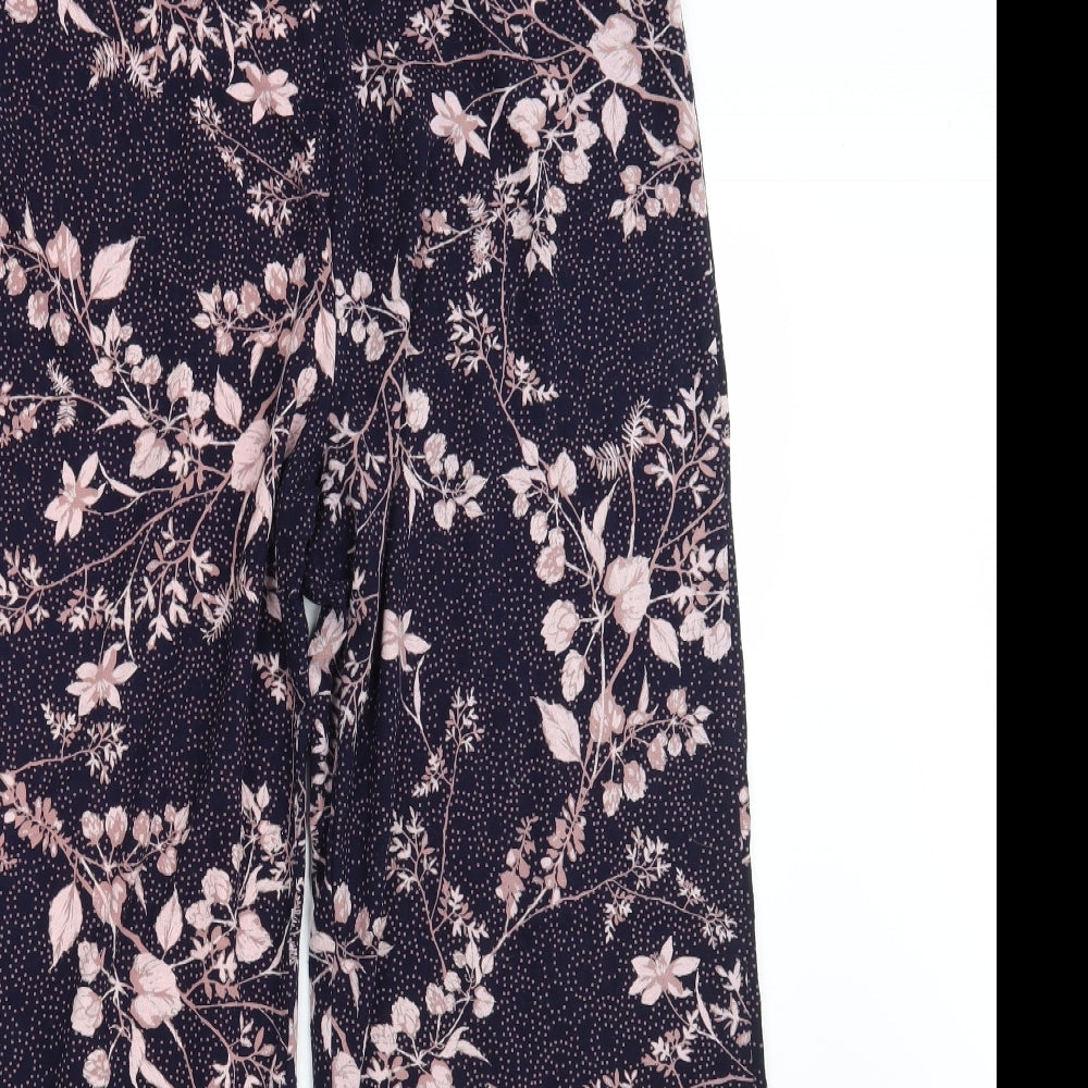 M&S Womens Blue Floral  Sweatpants Trousers Size 14 L28 in