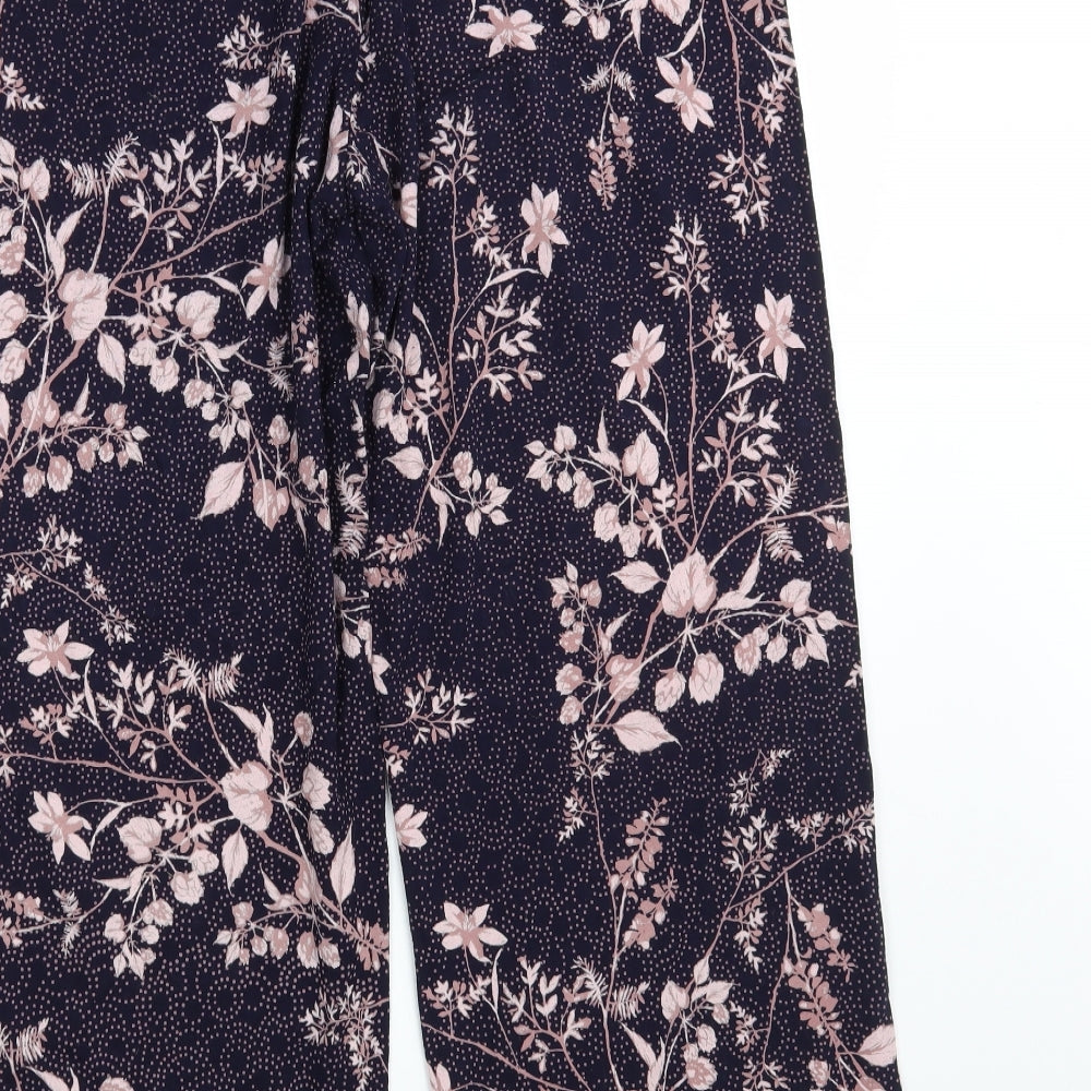 M&S Womens Blue Floral  Sweatpants Trousers Size 14 L28 in