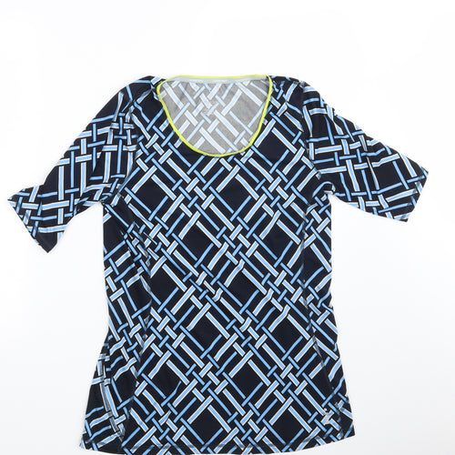 Land's End Womens Blue Geometric  Basic T-Shirt Size 8