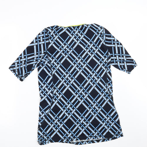 Land's End Womens Blue Geometric  Basic T-Shirt Size 8