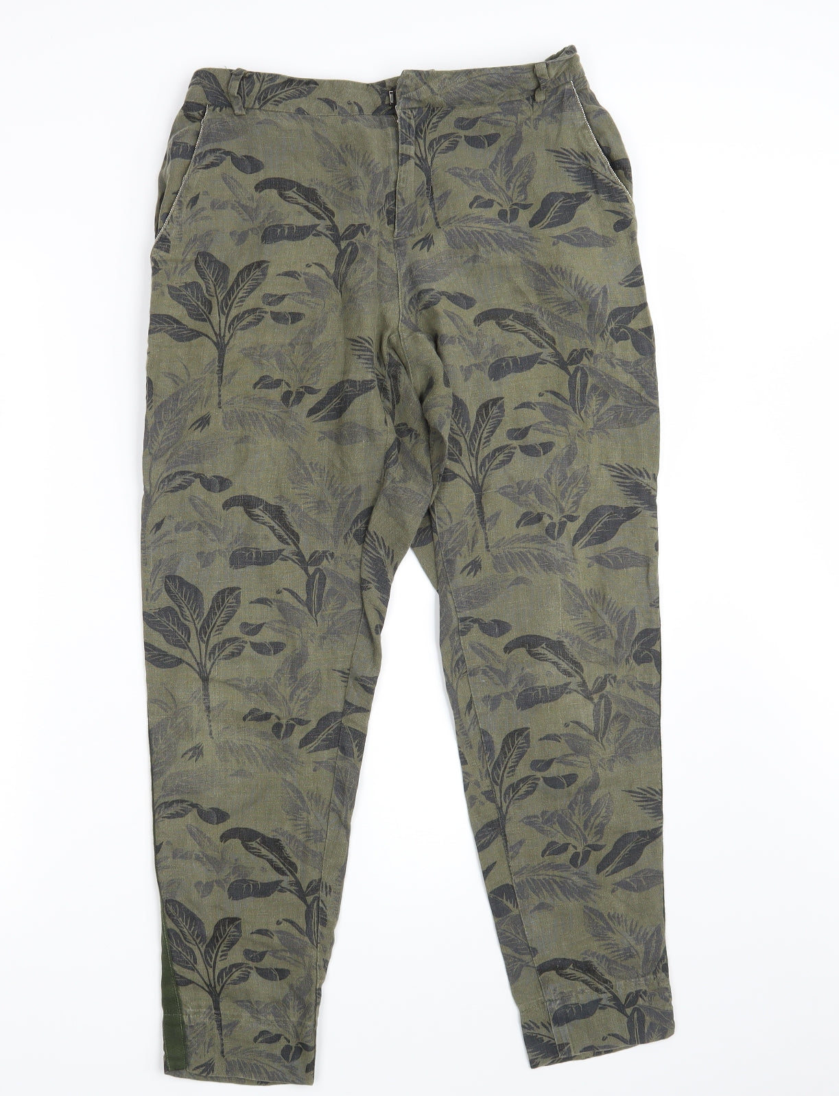 Trend Womens Green Floral  Trousers  Size 10 L27 in