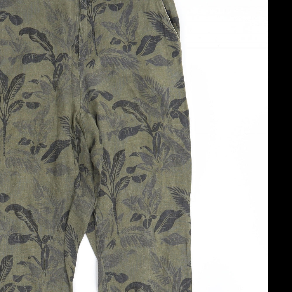 Trend Womens Green Floral  Trousers  Size 10 L27 in