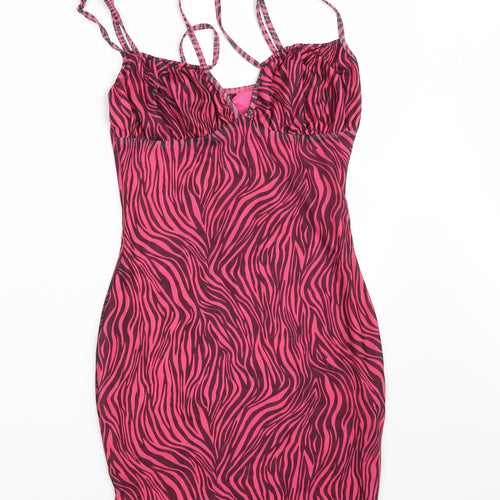 SheIn Womens Pink Animal Print  Fit & Flare  Size S