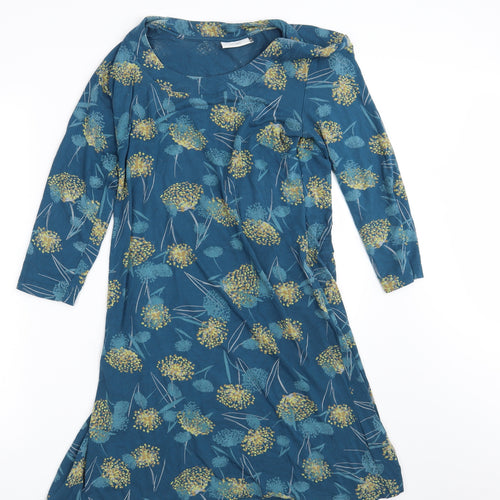 Adini Womens Blue Floral  T-Shirt Dress  Size S