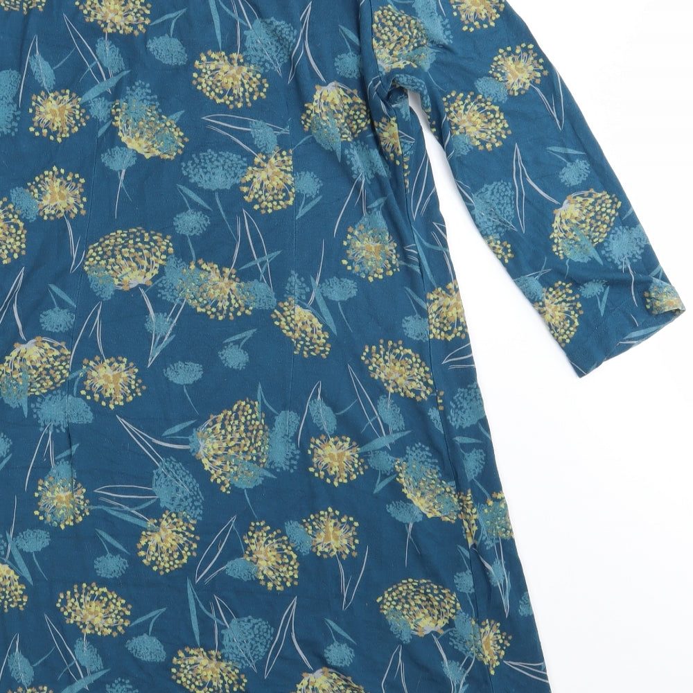 Adini Womens Blue Floral  T-Shirt Dress  Size S