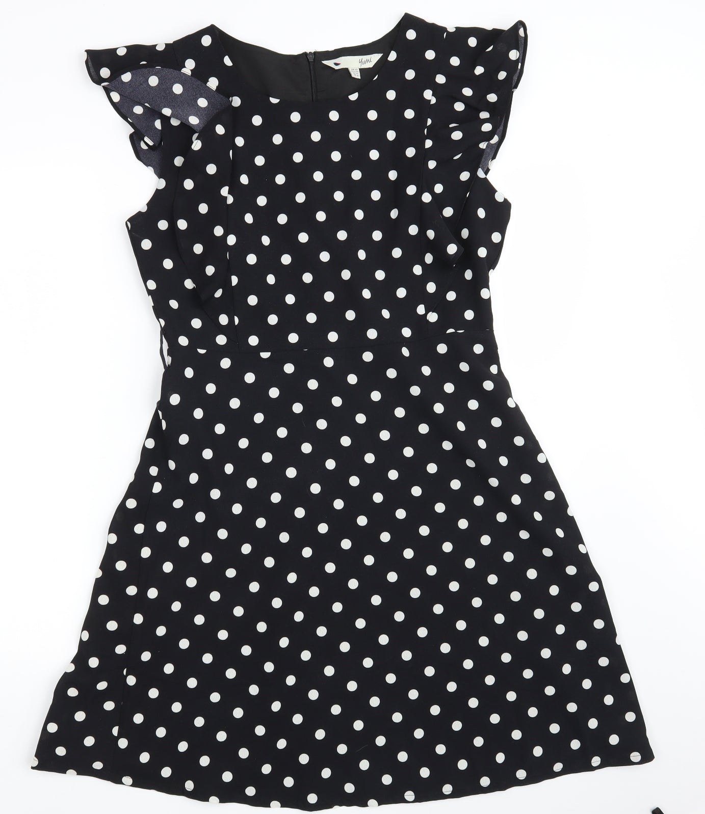 Yumi Womens Black Polka Dot  Fit & Flare  Size 12