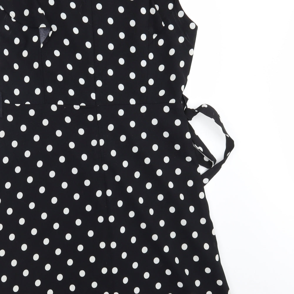 Yumi Womens Black Polka Dot  Fit & Flare  Size 12