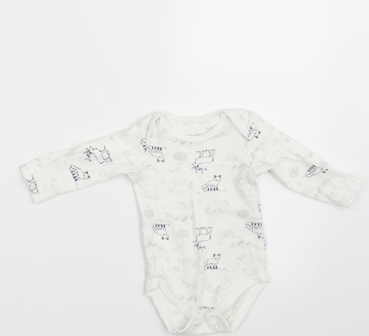 Kyle & Deena Baby White Animal Print Babygrow One-Piece Size 3-6 Months