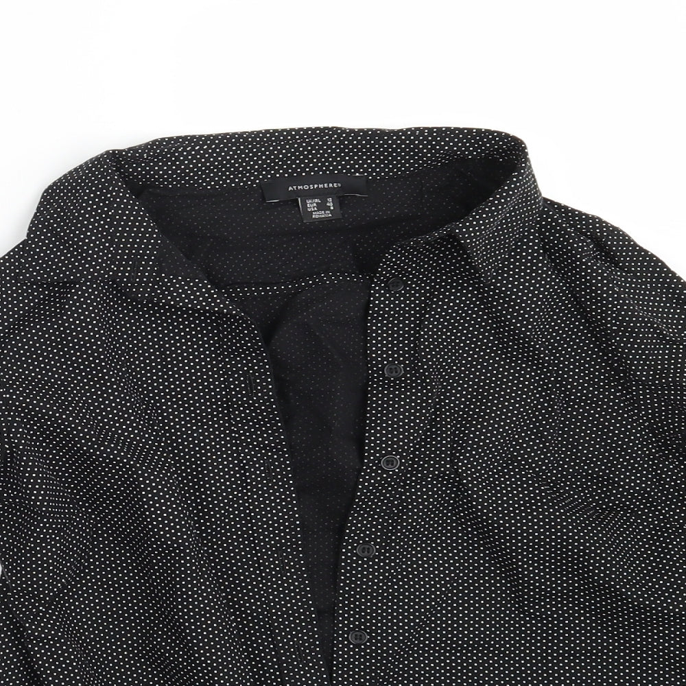 Atmosphere Womens Black Polka Dot  Basic Button-Up Size 12